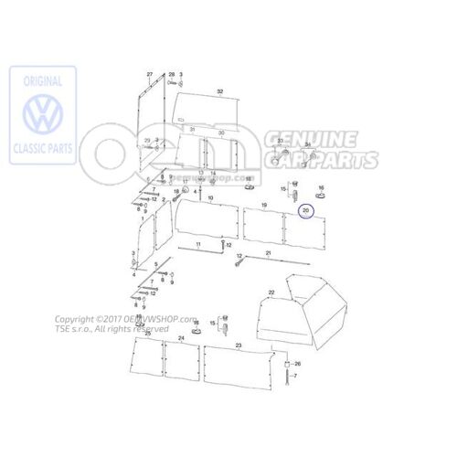 Zasłona szyby bocznej Volkswagen Campmob. (Typ2/Transnp./LT) 701070405F