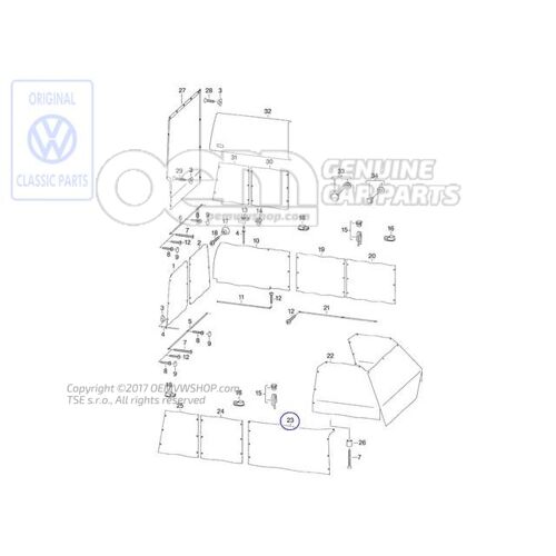 Zasłona szyby bocznej Volkswagen Campmob. (Typ2/Transnp./LT) 701070411E