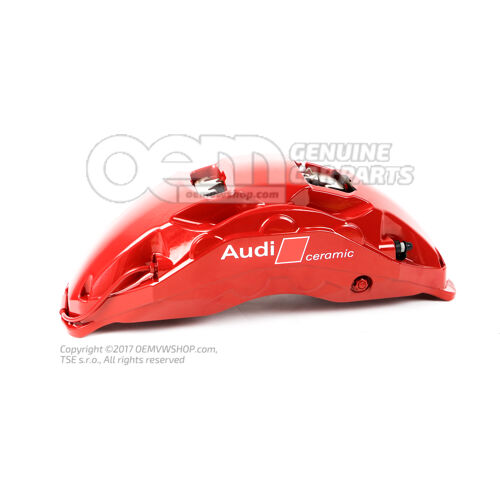 4J3615123E Audi e-tron GT red Caliper without brake pads for vehicles with ceramic brake disc pads size 420x40mm front left