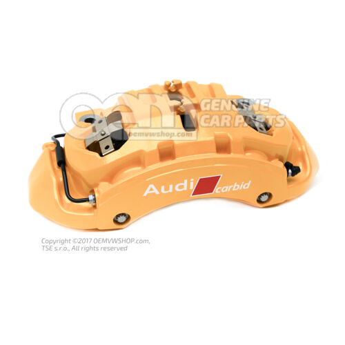 4J3615123C Audi e-tron GT żółty zacisk hamulcowy bez klocków, rozmiar 410x38mm, przód lewy 4J3615123AB