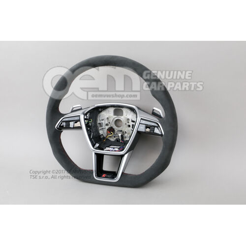 4K0419091BPTPE Audi RS6, RS7 C8 Alcantara multifunction heated steering wheel with red stitching