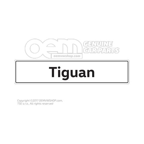 Tabliczka rejestracyjna pojazdu, oznaczenie typu tablicy rejestracyjnej Tiguan