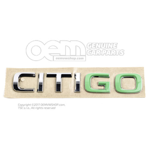 Napis chrom polerowany/zielony Skoda Citigo 1S 1ST853687C AYE