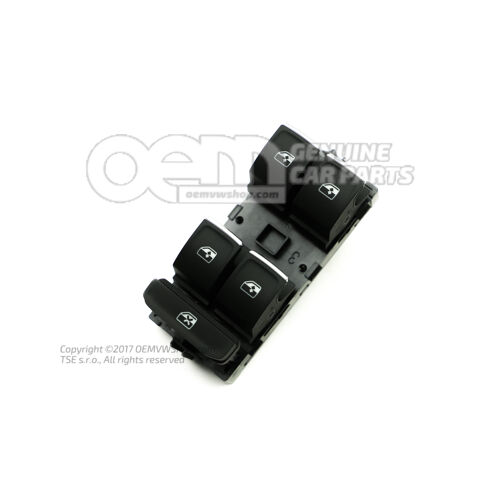 Przełącznik elektrycznych szyb (po stronie kierowcy) satynowy czarny/aluminium 5G0959857G WZU