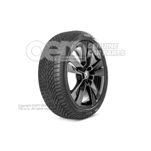 Kompletne koło zimowe 18-calowa felga aluminiowa W błyszczącym czarnym metaliku 57A073548E FL8