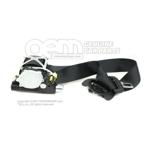 Fotel trzypunktowy automatyczny czarny Volkswagen Polo Hatchback 6R 6R3857706B RAA