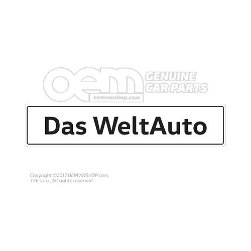 Tabliczka rejestracyjna pojazdu, oznaczenie typu tablicy rejestracyjnej „Das WeltAuto”