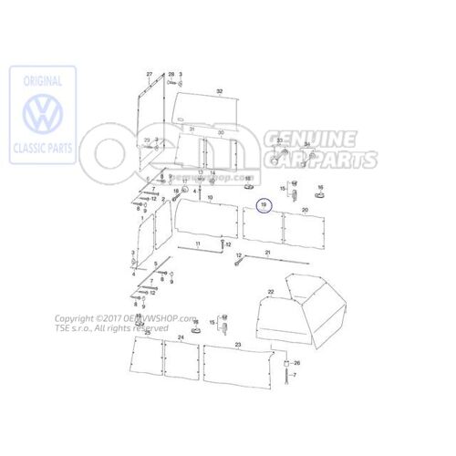 Zasłona szyby bocznej Volkswagen Campmob. (Typ2/Transnp./LT) 701070404M
