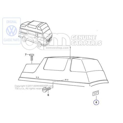 Naklejka 'durchfahrhoehe 3m' Volkswagen Campmobil LT 7E 281070701A