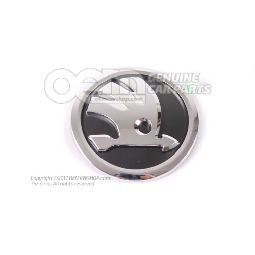 Emblemat SKODA wysoki chrom/czarny 5JA853621  AUL