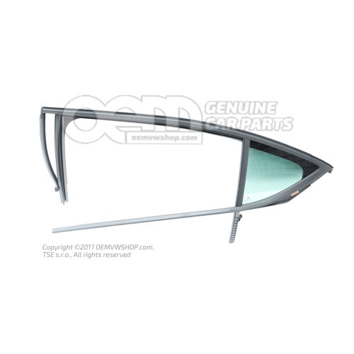 Naprawiona szyba drzwi z uszczelką czarna Skoda Superb 3V 3V5845209BR5AP