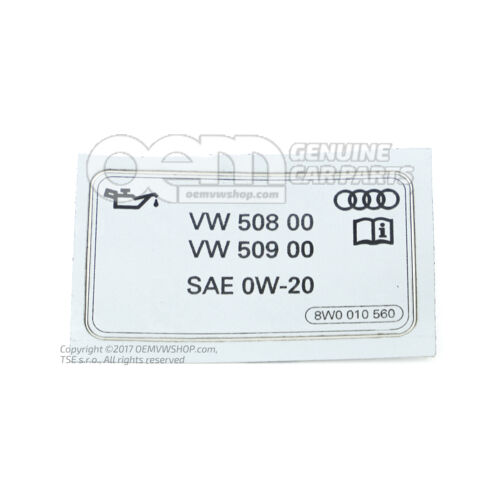 Naklejka 'olej zgodny ze standardem vw' 8W0010560