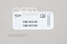 Naklejka 'olej zgodny ze standardem vw' 701010043A Naklejka 'olej zgodny ze standardem vw' 701010043A