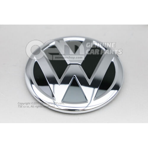 Górna część znaku VW na klapę, tył czarny/jasny chrom 7C0853630B DPJ