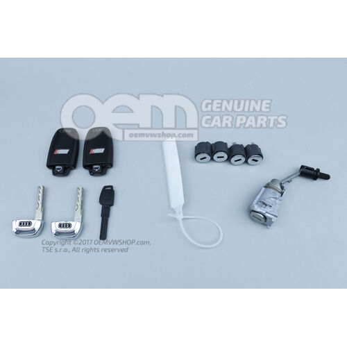 zestaw wkładek zamka do klamki drzwi i pokrywy skrzynki rozdzielczej czarny/chrom Audi RS6/RS6 plus/Avant Quattro 4G 4G0898374T TKE