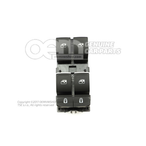 Przełącznik elektrycznych szyb satynowy czarny/aluminium 3G0959857C WZU