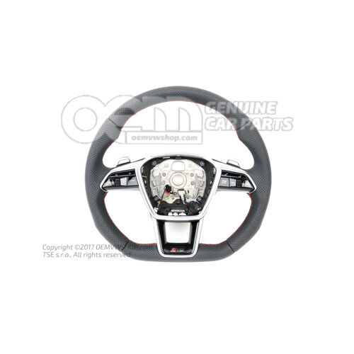 4K0419091BNIBA Audi RS6, RS7 C8 leather multifunction heated steering wheel with red stitching
