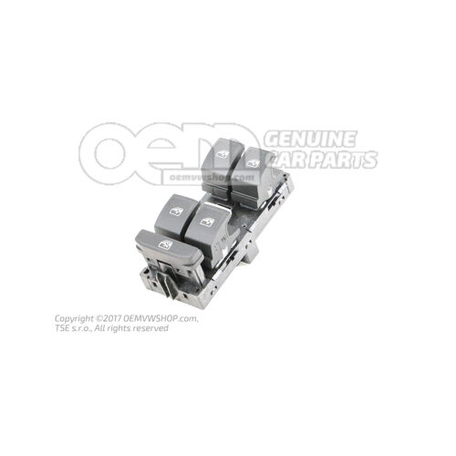 Przełącznik elektrycznego podnośnika szyb satynowy czarny/aluminium 5G0959857E WZU