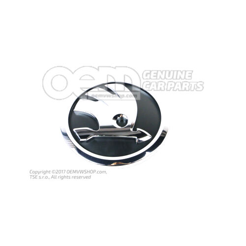 Emblemat SKODA wysoki chrom/czarny 5L0853621A AUL