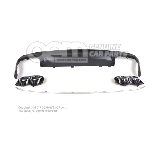 Audi S6 4K Dyfuzor tylny czarny / chrom "fałszywe rury wydechowe" Audi A6/S6/Avant/Quattro 4K OEM02403374
