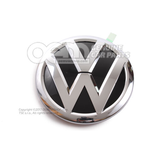 Znak VW na klapę, tył czarny/jasny chrom 7E0853630D DPJ