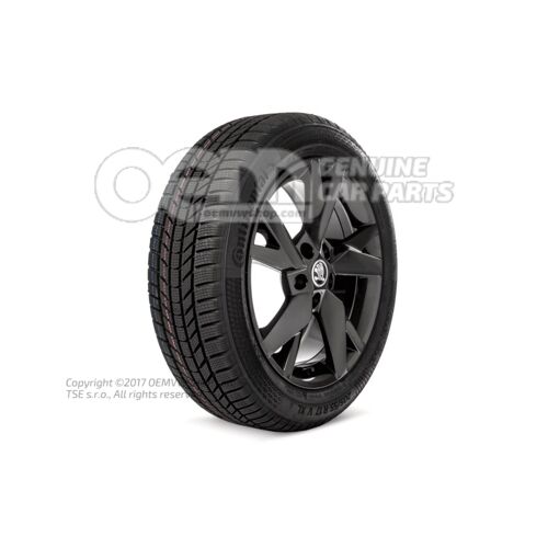 Kompletne koło zimowe 17-calowa felga aluminiowa odpowiednia do łańcuchów śniegowych. Błyszczący czarny metalik 5E3073627  FL8