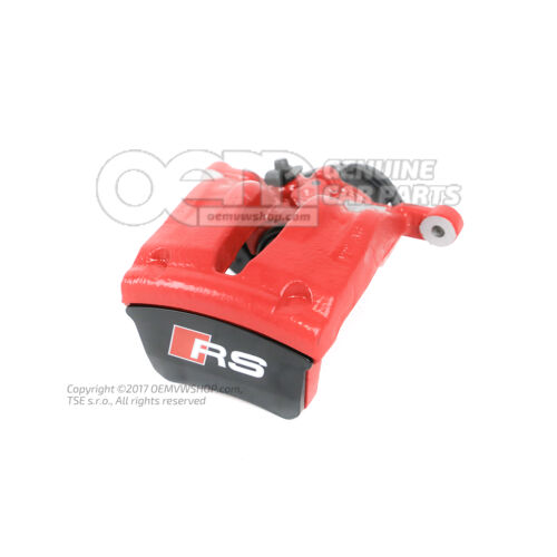4M8615404 QC8 Audi RS6/RS7/RSQ8 czerwona Obudowa zacisku hamulcowego z serwomotorem, napełniona i oczyszczona bez klocków hamulcowych do pojazdów z ceramicznymi klockami hamulcowymi rozmiar 370x30mm tył prawy 4M8615404  QC8