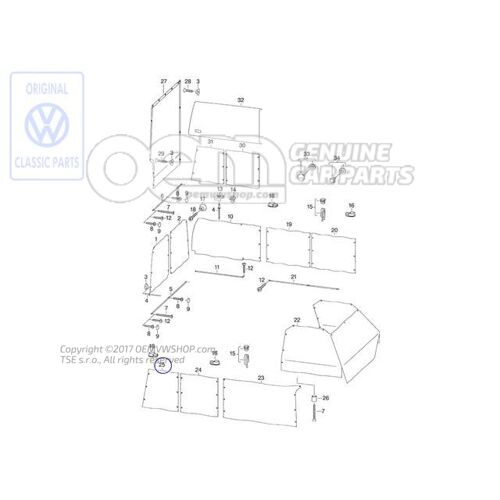 Zasłona szyby bocznej Volkswagen Campmob. (Typ2/Transnp./LT) 701070412L