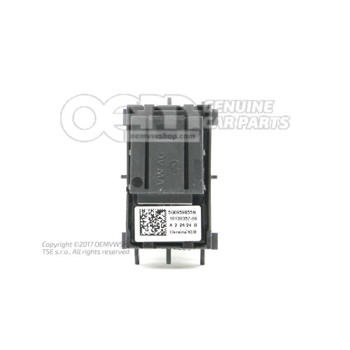 Przełącznik elektrycznego podnośnika szyby (po stronie pasażera) satynowy czarny/aluminium 5G0959855N WZU